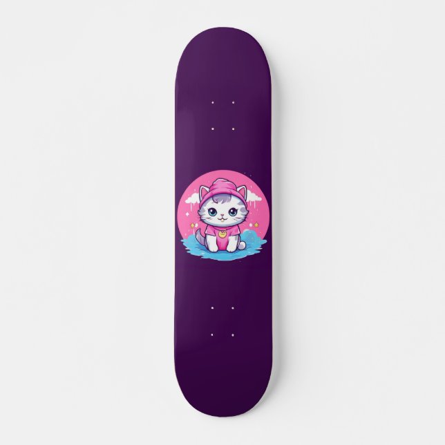 Kawaii Kitty Skateboard (Vorne)