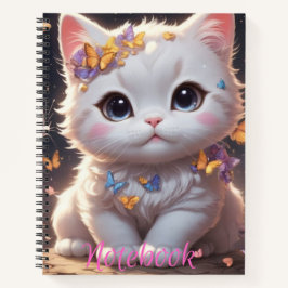 Kawaii Kitty with Butterflies Spiral Notebook Notizbuch