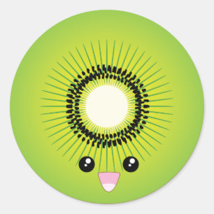 Kawaii Kiwi Runder Aufkleber