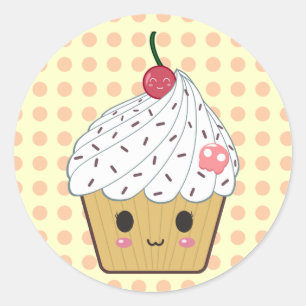 Kawaii kleiner Kuchen in den Tupfen Runder Aufkleber