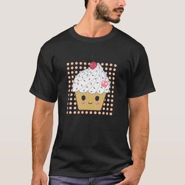 Kawaii kleiner Kuchen in den Tupfen T-Shirt (Vorderseite)