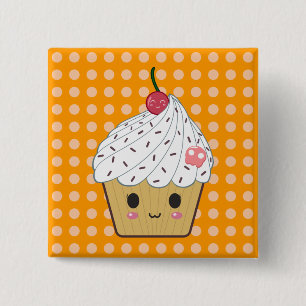 Kawaii kleiner Kuchen mit dem rosa Zuckerschädel Button