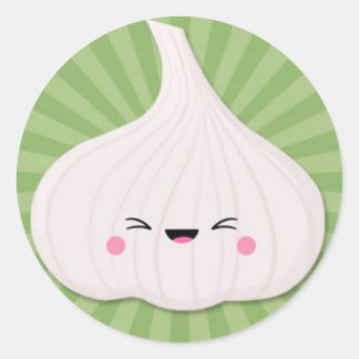 Kawaii Knolic Bulb auf grüner Sternexplosion Runder Aufkleber