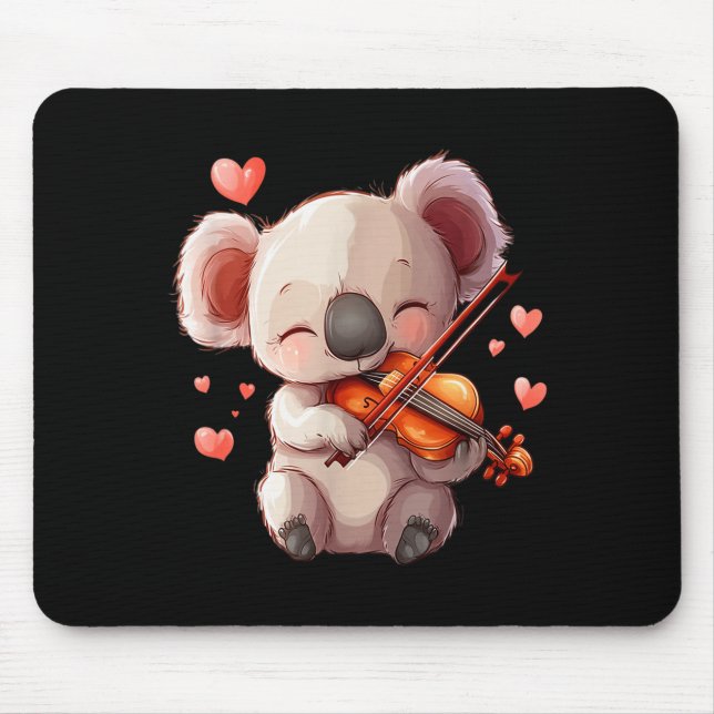 Kawaii Koala Playing Violin Graphic For Valentines Mousepad (Vorne)