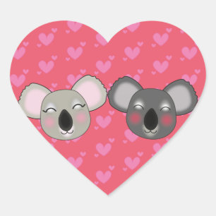Kawaii koalas in Liebe Herz-Aufkleber