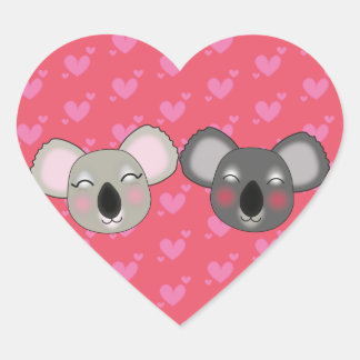 Kawaii koalas in Liebe Herz-Aufkleber
