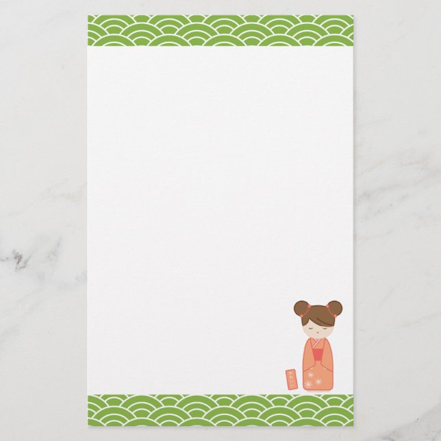 Kawaii Kokeshi Briefpapier (Vorderseite)