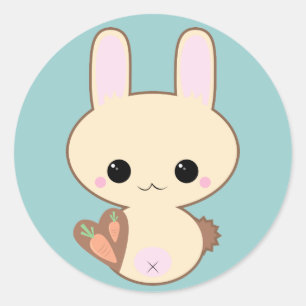 Kawaii Kokeshi Häschen-Aufkleber Runder Aufkleber