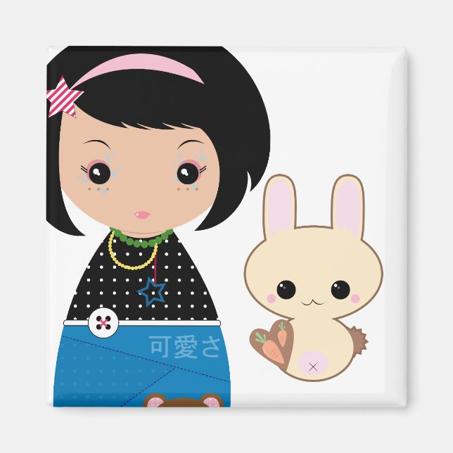 Kawaii Kokeshi Magnet (Vorne)