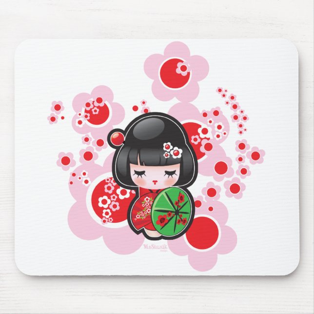 Kawaii Kokeshi Puppe Mousepad (Vorne)