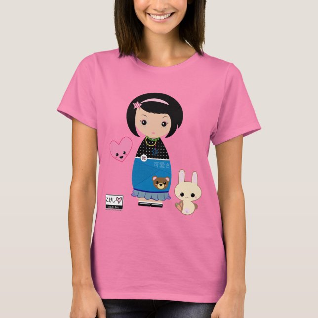 Kawaii Kokeshi Ringer T-Shirt (Vorderseite)