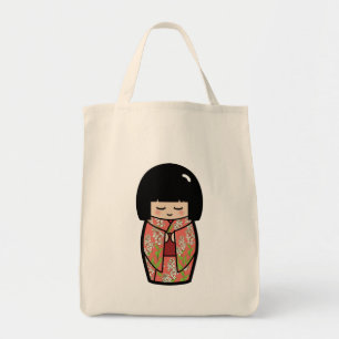 Kawaii Kokeshi (rosa) japanische Tragetasche