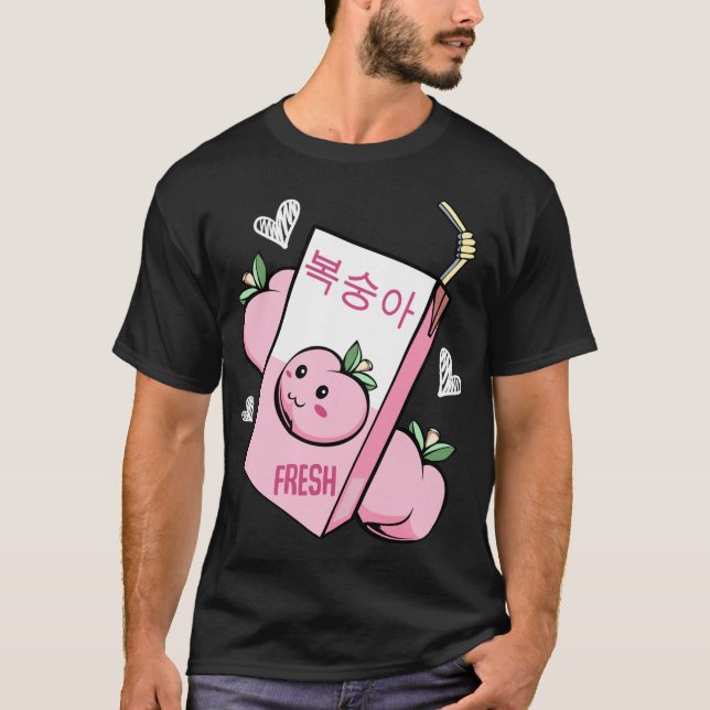 Kawaii Koreanischer Pfirsichsaft liebenswerte Fruc T-Shirt (Vorderseite)