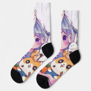 Kawaii Kosmischer Traum: Niedliche Mond- und Tierf Socken