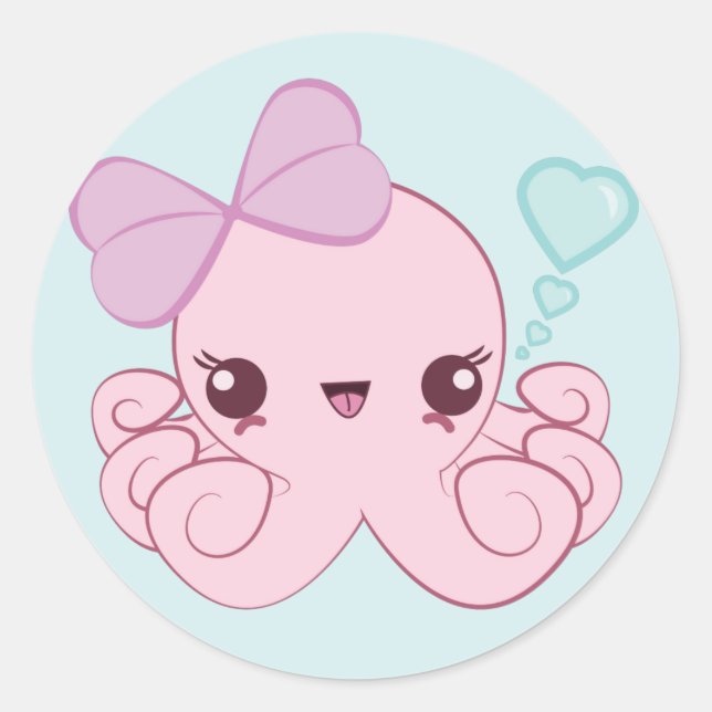Kawaii Kraken-Aufkleber Runder Aufkleber (Vorderseite)