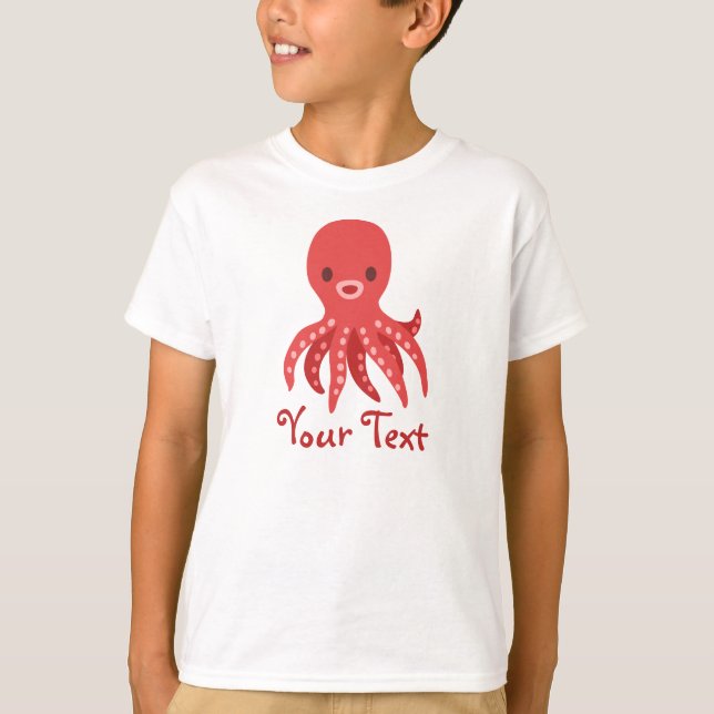 Kawaii Kraken-personalisiertes T-Shirt - (Vorderseite)