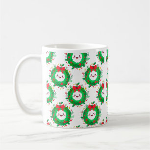 Kawaii-Kranz-Gesichter-Muster Kaffeetasse