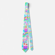 Kawaii Krawatte mit Pastellregenbogen und kleinen