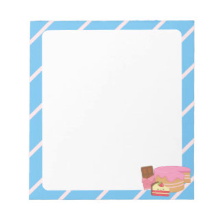 Kawaii-Kuchen auf einem Strickhintergrund-Notepad Notizblock
