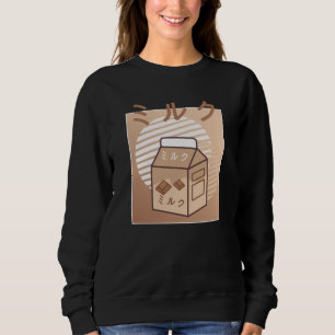 Kawaii-Kuh Retro-Japanische Schokoladenmilch-Kühe Sweatshirt