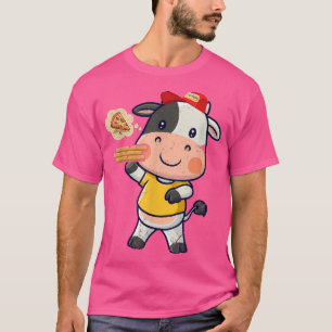 Kawaii Kuh Süße Tier Pizza Lieferung Funny Pizza T-Shirt