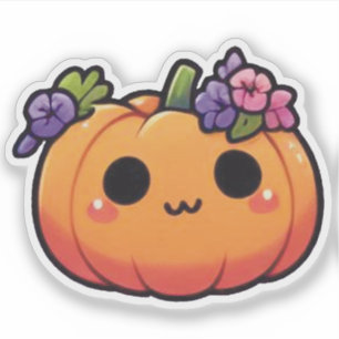 Kawaii-Kürbis-Blumenkrone - Halloween Herbst Aufkleber