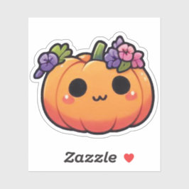 Kawaii-Kürbis-Blumenkrone - Halloween Herbst Aufkleber