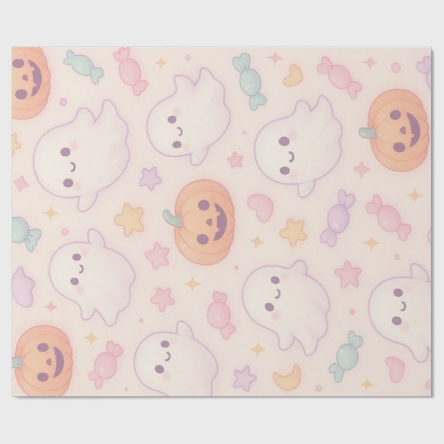 Kawaii Kürbis Halloween Design  Geschenkpapier (Flach)