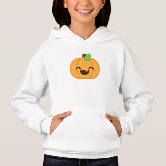 Kawaii Kürbislaterne Pumpkin Bekleidung Hoodie (Vorderseite)