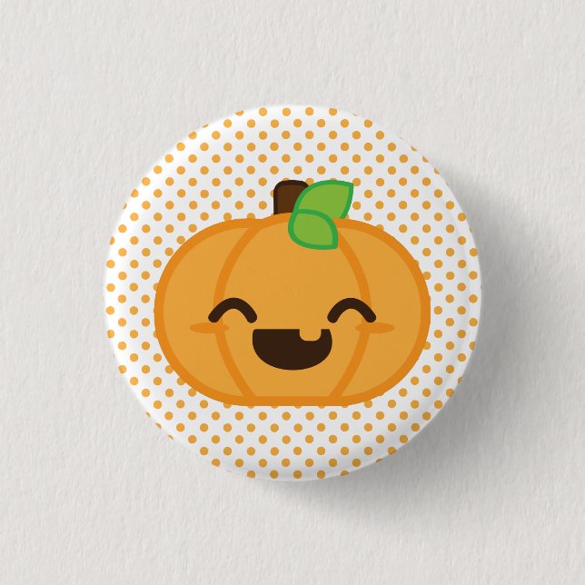 Kawaii Kürbislaterne Pumpkin Button (Vorderseite)
