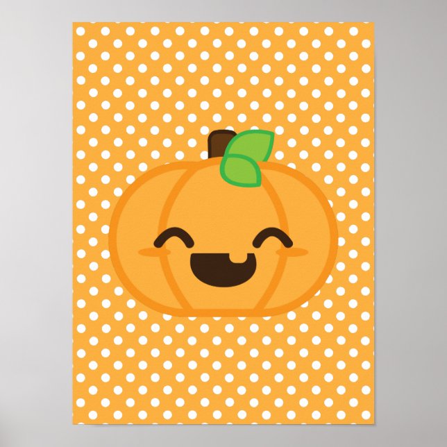 Kawaii Kürbislaterne Pumpkin Poster Print (Vorne)