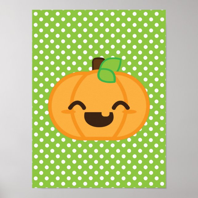 Kawaii Kürbislaterne Pumpkin Poster Print (Vorne)