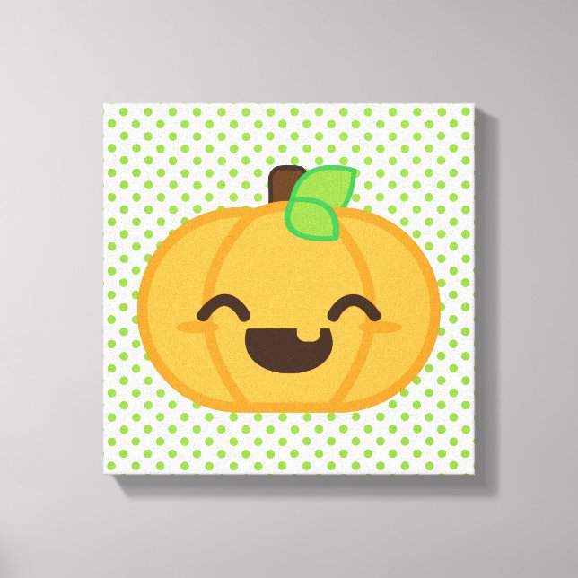 Kawaii Kürbislaterne Pumpkin Wrapped Canvas Leinwanddruck (Vorderseite)