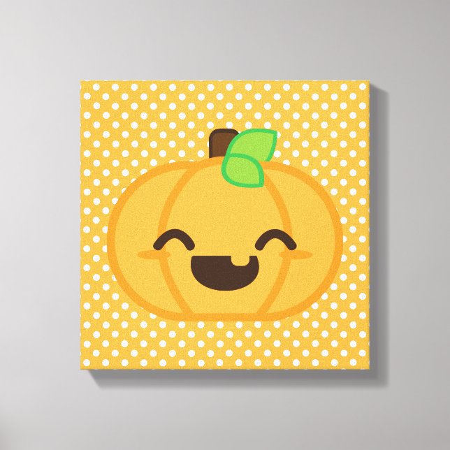 Kawaii Kürbislaterne Pumpkin Wrapped Canvas Leinwanddruck (Vorderseite)
