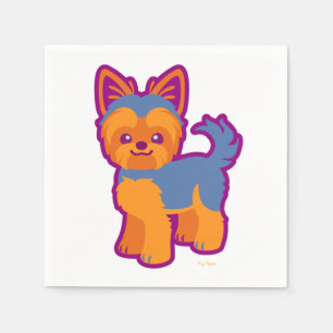 Kawaii kurzer Haar Yorkie Cartoon-Hund Serviette