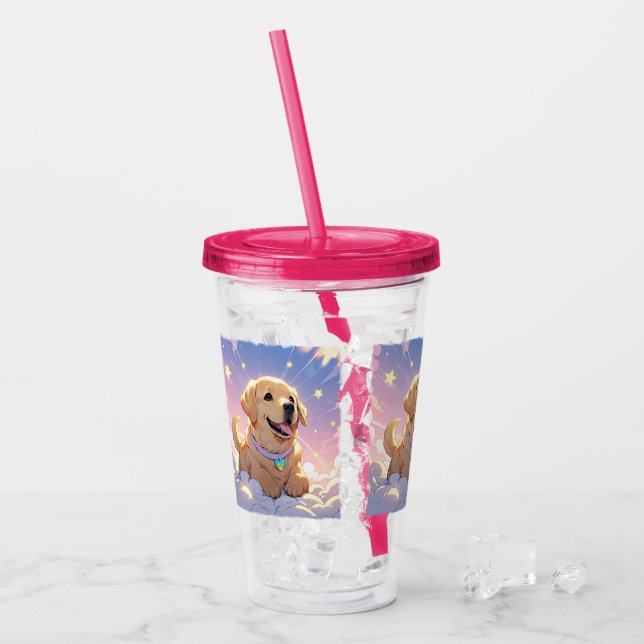 Kawaii Labrador Retriever sky & stars Acryltrinkbecher (Vorderseite Ice)