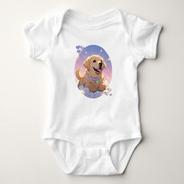 Kawaii Labrador Retriever sky & stars Baby Strampler (Vorderseite)