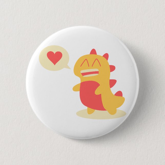 Kawaii lächelnder Dino, der über Liebe spricht Button (Vorderseite)