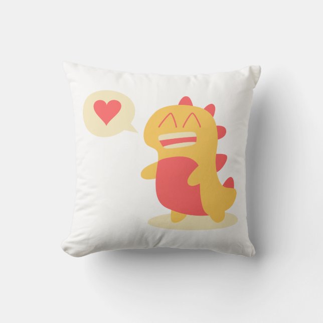 Kawaii lächelnder Dino, der über Liebe spricht Kissen (Vorderseite)