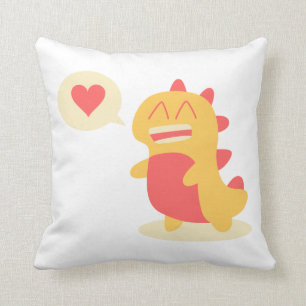 Kawaii lächelnder Dino, der über Liebe spricht Kissen