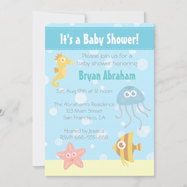 Kawaii laden Unterwasserthema-Babyparty ein Einladung (Vorderseite)