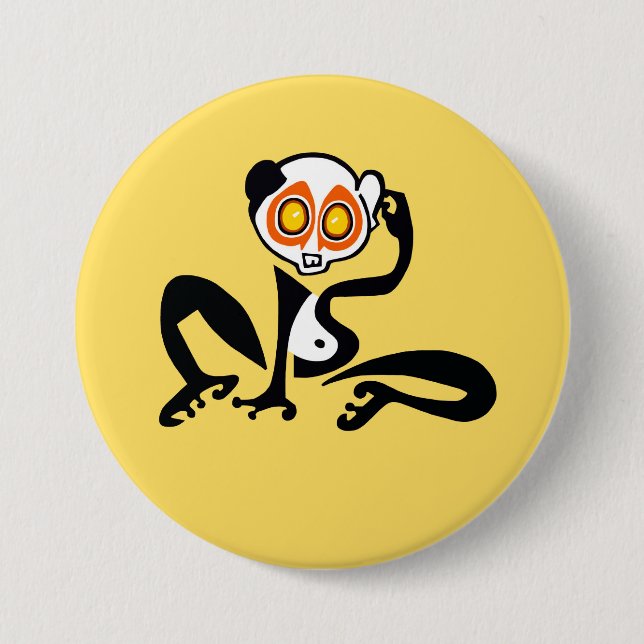 Kawaii - Langsame LORIS-Wildtiere - Natur- Gelb Button (Vorderseite)