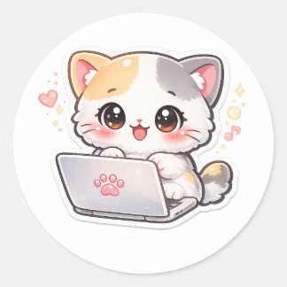 Kawaii Laptop Katzen Aufkleber | Süße Chibi Kitty