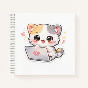 Kawaii Laptop Katzen Notizbuch Süße Chibi Kitty