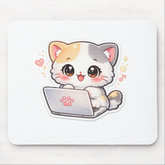 Kawaii Laptop Katzenmauspad | Süße Chibi-Kitty-Dar Mousepad