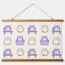 Kawaii Lavender Chonky Cat Pastel Cute Canvas Prin