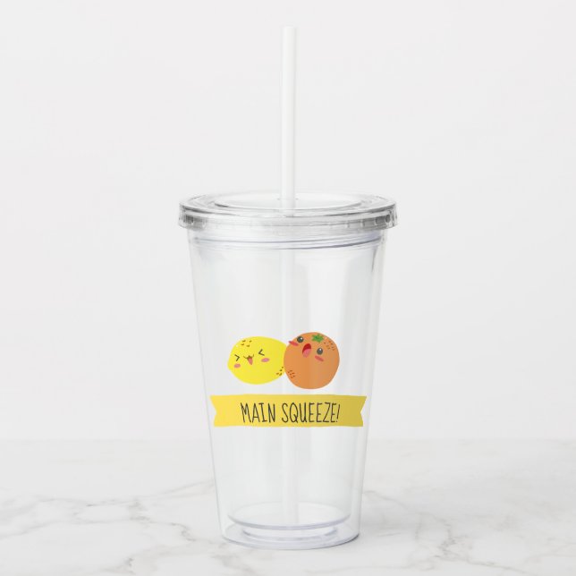 Kawaii Lemon und Orange Main Squeeze Dusche Gefall Acryltrinkbecher (Vorderseite)