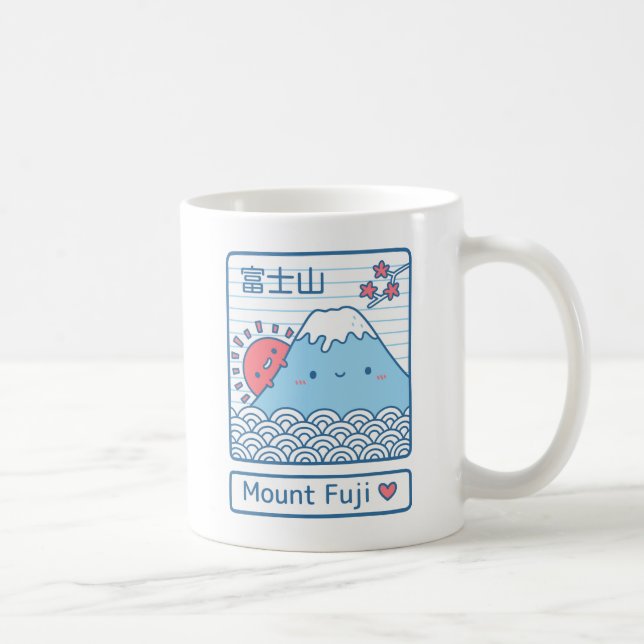 Kawaii Liebe Fuji Japan Doodle Kaffeetasse (Rechts)