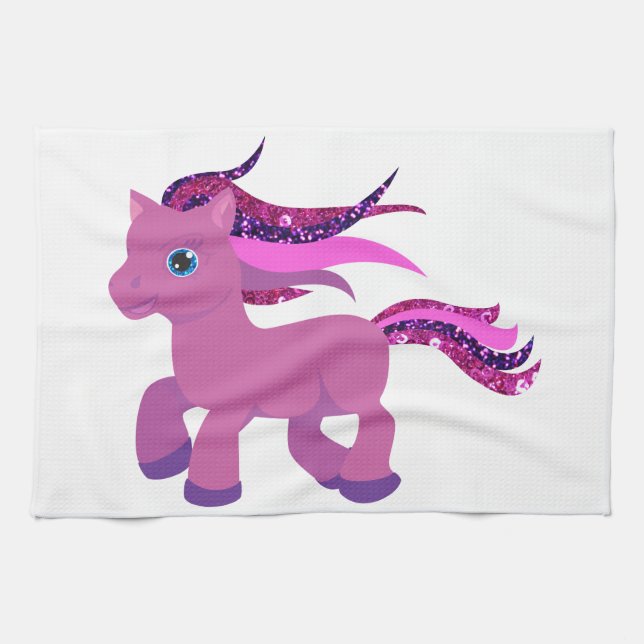 Kawaii lila Pony Geschirrtuch (Horizontal)
