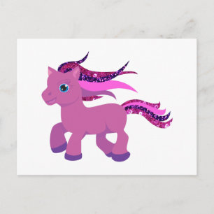 Kawaii lila Pony Postkarte